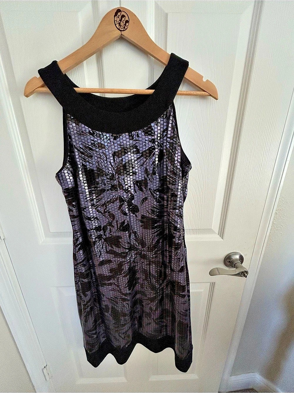 Jolibel Sequin Mini Dress in Black & Purple Size 8 Like New
